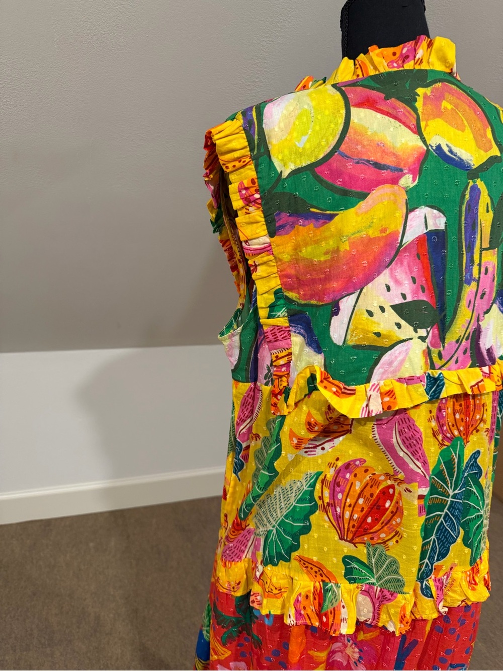 FARM Rio Yellow Multi Tropical Ruffle Maxi Dress - Picture 5 of 7